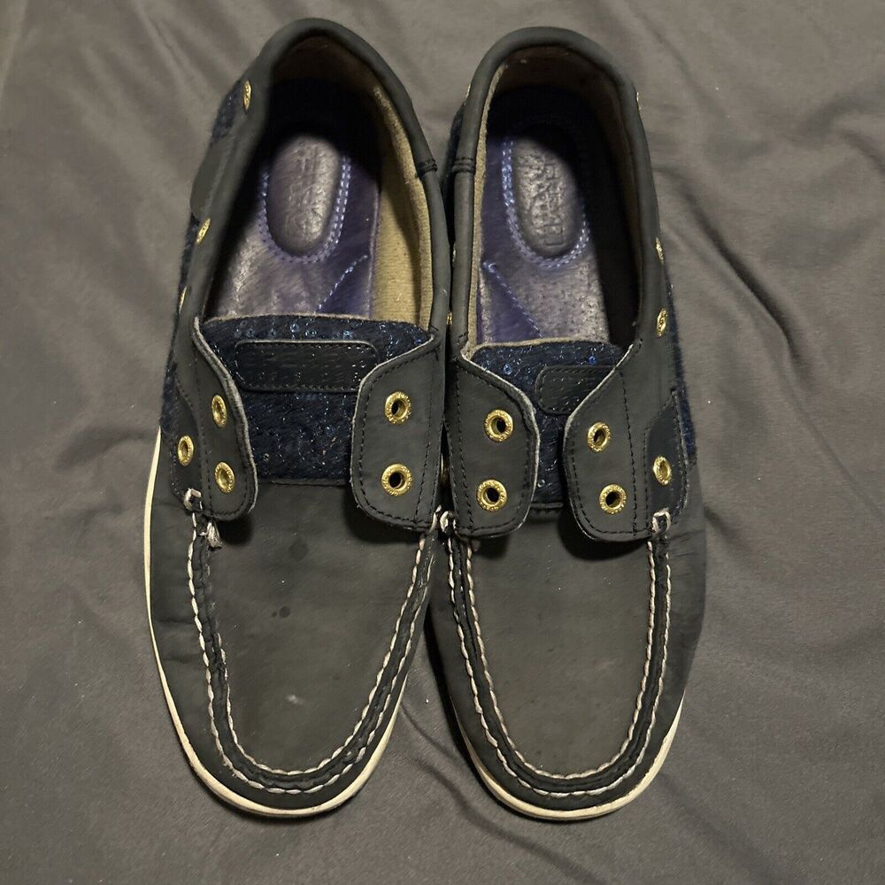 Sperry Top-Sider Boat Shoes Women’s Angelfish Blue Sequin - No Laces - Size 9